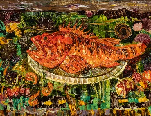 Composition à la rascasse et aux oursins